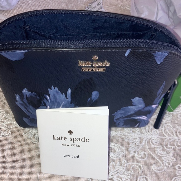 Kate Spade Navy and Gray Floral Cosmetic Bag - Picture 4 of 6